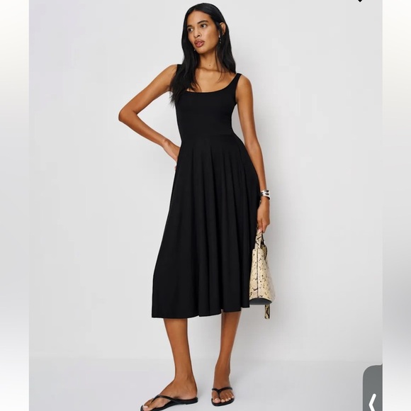 Reformation Black Sleeveless Scoop Neck Midi Sundress - Picture 1 of 10